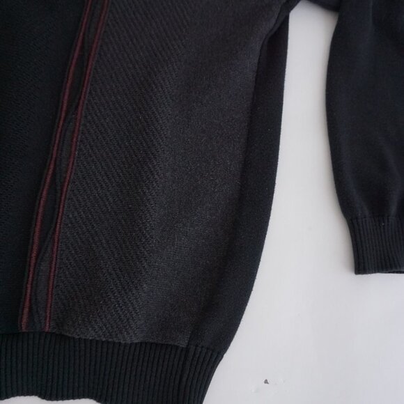 Vintage '90S Tosani Black Maroon Eclectic Grandpa 100% Cotton V-Neck Sweater M - Picture 5 of 10